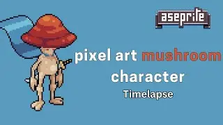 pixel art mushroom character timelapse