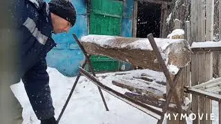 как пилит бензапила HTIL i REZER в мароз