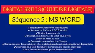 DIGITAL SKILLS (CULTURE DIGITALE) S2 / Séquence 5 : MS WORD