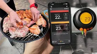 Готуємо на вугільному грилі свинину, курку, сосиски з bluetooth термометром на 4 щупи