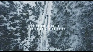 Steam train - Ruskeala Express in the winter forest. Паровоз - Рускеальский Экспресс. Аэросъемка.