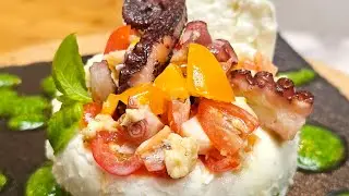 Mozzarella Caprese with octopus