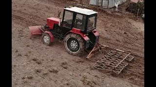 Бороны на Т25 - самодельная сцепка (начали посевную)
