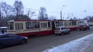 Трамвай Санкт-Петербурга 8-112: ЛВС-97К б.7109 по №10 (30.01.18)