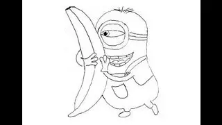 Minion hugs banana How to draw a easy? Миньон обнимает банан Как нарисовать просто?