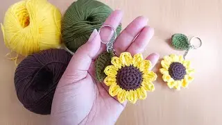 CROCHET KEYCHAIN "SUN FLOWER" #crochet #crochettutorial #crochetkeychain