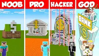 Minecraft SECURE BANK HOUSE BUILD CHALLENGE - NOOB vs PRO vs HACKER vs GOD / Animation