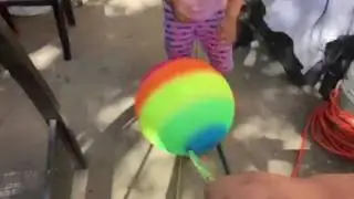 Me and my sister pop a ball