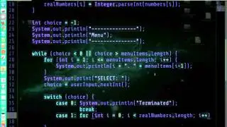 Java console menu with command-line arguments and user input (live code / no commentary)