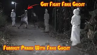 Guy Fight Fake Ghost When He Scared And Think Real Ghost But It's Prank So Funniest.