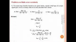 Problem - 1 on Static error constants & steady state errors