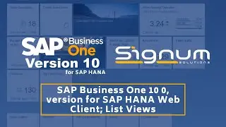 SAP Business One 10 0, version for SAP HANA Web Client; List Views