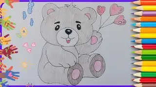 Teddy Bear Drawing and Coloring // Learn How to Draw a Teddy Bear