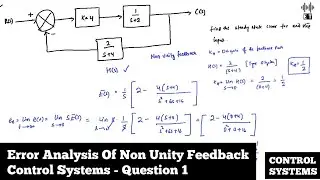 Error Analysis Of Non Unity Feedback Control Systems | Question 1 | Control Systems
