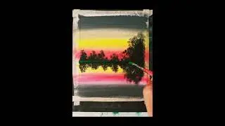 sunset landscape Painting /easy Acrylic Painting for Beginners/ step by step #easypainting #acrylic