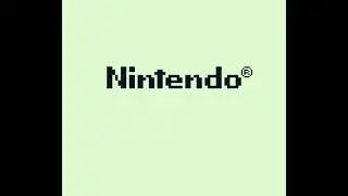 Game Boy (original, 1989) start screen, B&W - HD - falling Nintendo logo - DING!
