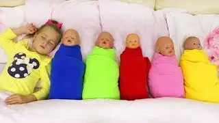 Sofia Plays with little Baby Dolls and puts to bed