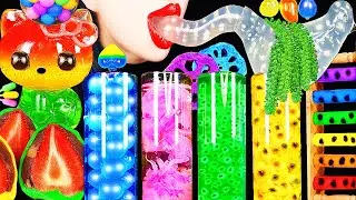 ASMR RAINBOW DRINKS *VAMPIRE HELLO KITTY BOBA TEA, MOCHI, SEA GRAPES, FROG EGGS, BIRD GLASS DRINKING
