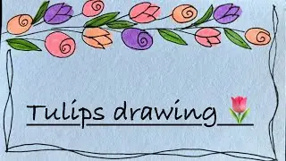 Tulip flowers drawing l Easy drawing ideas
