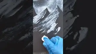 Painting a mountain scene with only white paint 