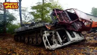 BMP (tank) crushes 2 cars at once!
