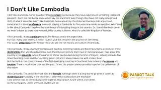 Lesson 3 - I Don't Like Cambodia