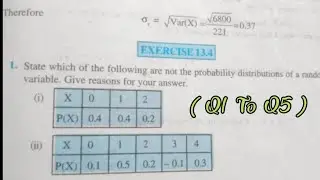 Ncert Math Class 12// Chapter 13,Ex.13.4(Q1 To Q5)Random Variable And It's Probability Distribution