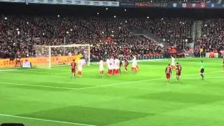 Messi free kick goal against Sevilla 02/28/2016