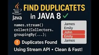 Find Duplicate Names in a List Using Java 8 Stream API.