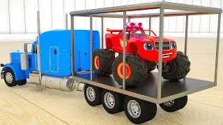 Learn Colors Nick Jr. Blaze Monster Machine Truck painted in Magic Garage. Rainbow Truck for Kids
