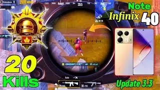 20 Kills😍infinix note 40 pubg test 2024 | infinix note 40 pubg sensitivity | Heating & Lag Test