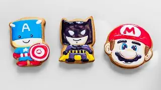 Super Mario, Batman, Captain America Gingerbread Cookies - Satisfying Video of Cookie Decorating