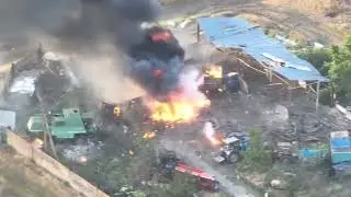 Работа ВСУ по боеприпасам российских орков хорошо горит и взрывается