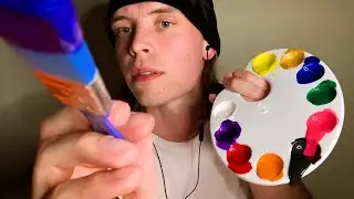 ASMR Painting Your Face 🎨 (mouth sounds, ear to ear, face brushing, whispering)