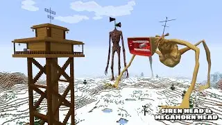 SURVIVING FROM MEGAHORN HEAD AND SIREN HEAD COMBO in Minecraft - Gameplay - Coffin Meme