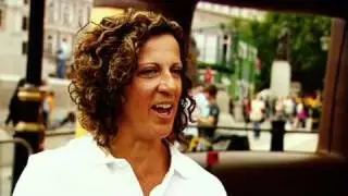 Sally Gunnell ant the McCain Track and Field Roadshow