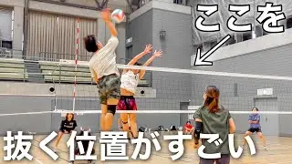 【バレーボール】クロス側のブロックよりもクロスに打ち抜きます