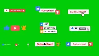 Green screen animated subscribe button  #5 (for free)