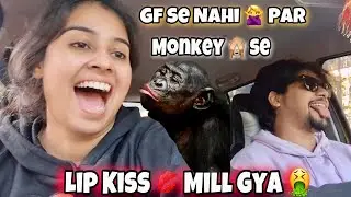 Lip Kiss Wo bhi Monkey 🙉 se Mila 🤪| Prank W￼ith Girlfriend | Funny Travelling vlog| vishu aly