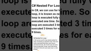 Nested for loop | malayalam tutorial | Csharp programming