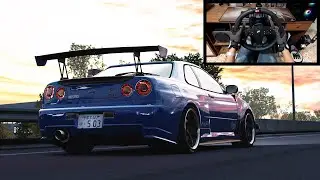 1175HP Nissan Skyline GT-R R34 ● INSANE driving in traffic ● Assetto Corsa ● Fanatec CSL DD