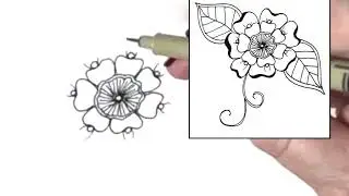 Compilation eight cute Doodle, Zentangle Flowers, for Bullet Journals, Kids Artwork, Invitations