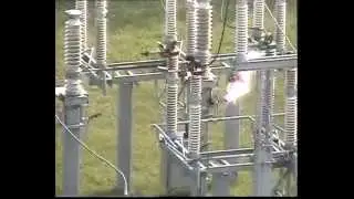 Burning arc of short circuit after destruction of the column of the disconnector