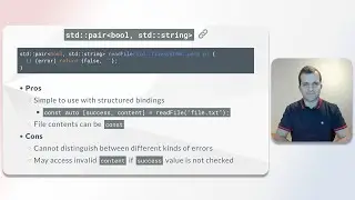 Error reporting in C++ - Pair of boolean and content (8/13)