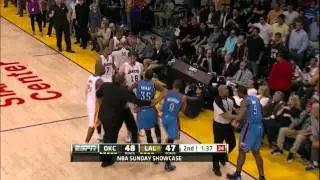 Metta World Peace Turn Into Ron Artest And Hit James Harden With Elbow HD
