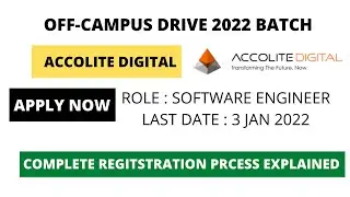 Accolite Digital Hiring Off Campus Drive 2022 | BE/BTECH/MTECH/MCA CS |  3 Jan 2022 | Apply Now