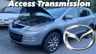Mazda CX-9 access transmission fluid SO EASY diy NO DISASSEMBLY REQUIRED dip stick pour trick