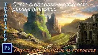 Composicion paisajista Paisaje con castillos al atardecer