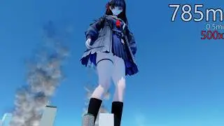 MMD giantess Chisa destroy city and defeat the tiny people (shoe version)