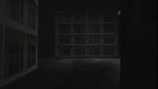 3D scene. Night town, fog